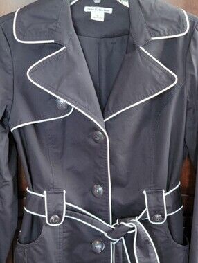 Trench Coat Jacket - Size 4  - Black
